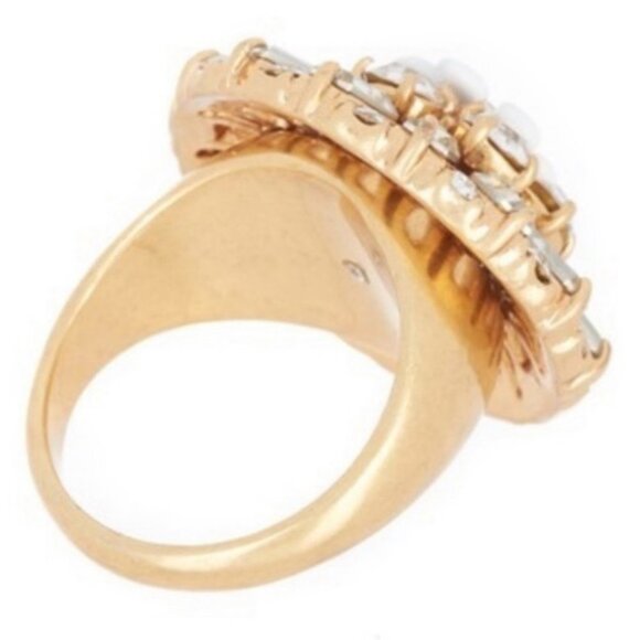J. Crew Flower‎ Crystal Statement Cocktail Ring Size 8 Cubic Zirconia 1” Setting - Picture 3 of 8
